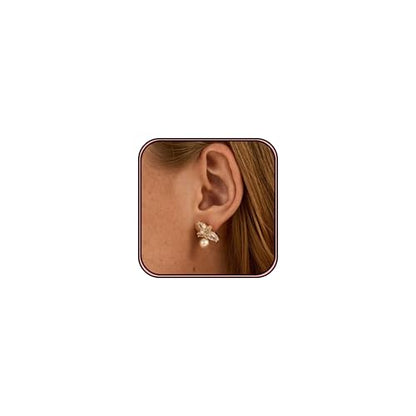 Pearl Earrings for Women:Gold Wedding Dangle Drop Earring Pearl Jewelry | 14K Gold Plated Pearl Drop Earrings for Women,Dainty Wedding Bride Earring Studs,Gold Dangle Drop Earring,Waterproof Jewelry - size: 1 pcs-13