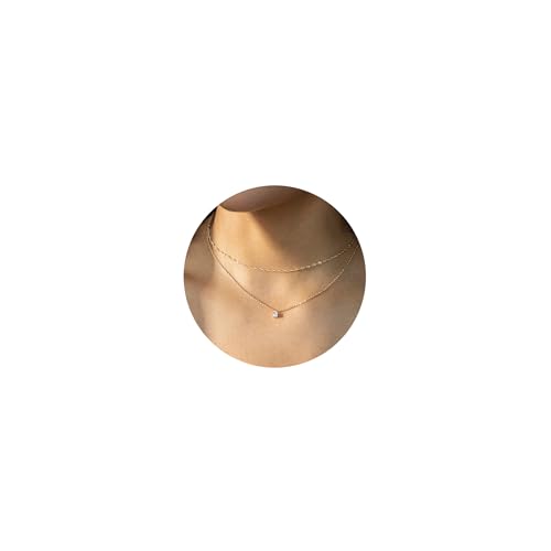 Layered Necklaces for Women - 14K Dainty Gold Plated Layering Chokers Necklaces Set Multilayer Delicate Necklace Trendy Adjustable Long Layered Necklaces for Women - style: 17 CZ Necklace
