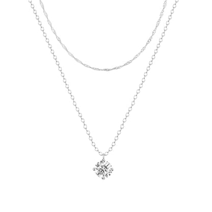 Zeffy Diamond Necklaces for Women, Dainty Gold Necklace 18k Gold Plated Layered Necklaces Simple Gold CZ Diamond Pendant Necklaces for Women Trendy Jewelry Gifts for Girls - color: Silver CZ Layered Necklace