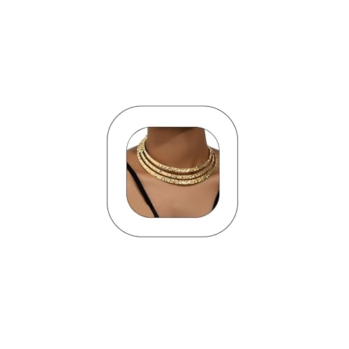 Chunky Gold Necklace Big Statement Chunky Necklace for Women African Tribe Wide Metal Choker Necklaces Jewelry - color: 04 Gold A