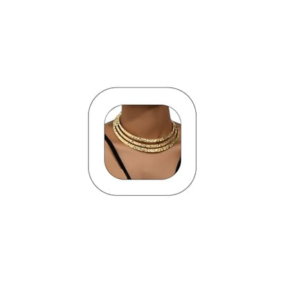 Chunky Gold Necklace Big Statement Chunky Necklace for Women African Tribe Wide Metal Choker Necklaces Jewelry - color: 04 Gold A