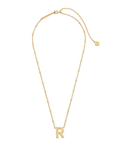 Kendra Scott Letters A-Z Pendant Necklace for Women, Fashion Jewelry, 14k Gold-Plated Brass - color: Letter R