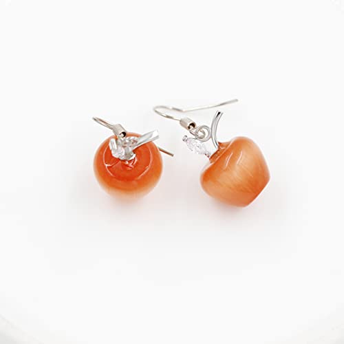 Uloveido Apple Necklace and Earrings Set for Women Cute Apple Jewelry Set for Teacher Mom YL007 - color: Orange