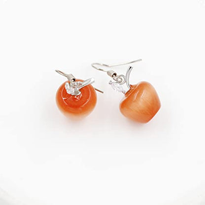 Uloveido Apple Necklace and Earrings Set for Women Cute Apple Jewelry Set for Teacher Mom YL007 - color: Orange