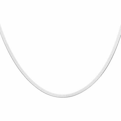 HARFINGTON Herringbone Necklaces Stainless Steel Snake Chain Necklace Adjustable Flat Chain for Jewelry Gift - color: Silver, size: 24" x 0.16"