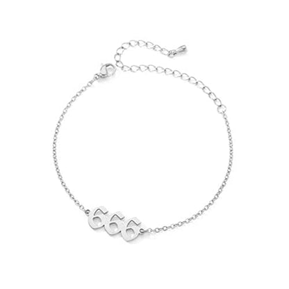 PAMTIER Angel Number Ankle Bracelet for Women Adjustable Chain | Stainless Steel, Dainty Simple Numerology Jewelry Gift - color: 5.5+2.8inch, Silver 666