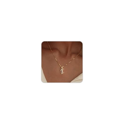 Initial Necklace for Women, 14K Gold Silver Plated Box Chain Letter Pendant, Trendy Name Necklace, Dainty Personalized Charm Jewelry Gift for Her - color: Gold, style: E