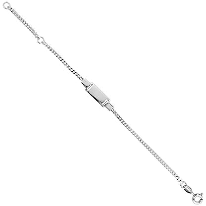 Tiny Sterling Silver ID Bracelets for Small Women Teens Fits Wrist Sizes 5-6 inch - style: Curb Chain Square Plaque