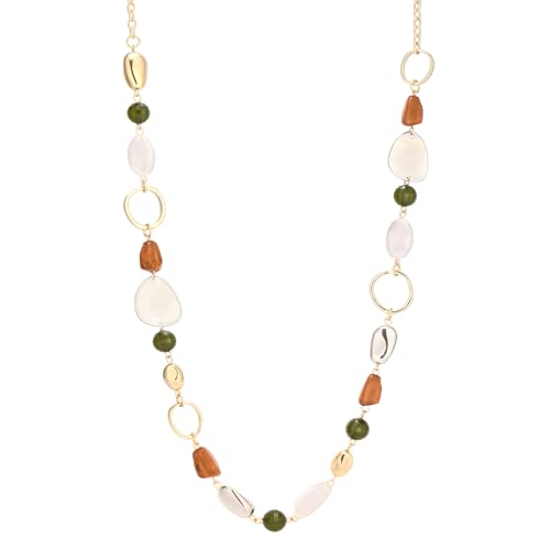 Long Gold Boho Necklaces for Women Beaded Statement Chain Long Necklace Gold Costume Jewelry Birthday Gifts for Her - color: 93-Brown Green
