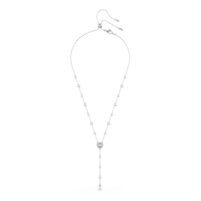 Swarovski Ariana Grande Collection, Clear Crystal & Pearls, Rhodium Finish, Necklaces, Earrings and Bracelets - color: Y Style Necklace