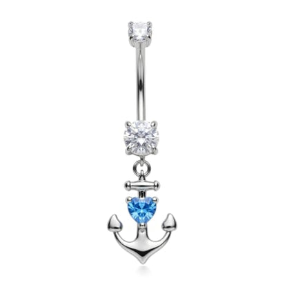 Belly Button Rings 925 Sterling Silver Belly Piercing Jewelry Hypoallergenic Navel Rings Gifts for Women - style: Anchor