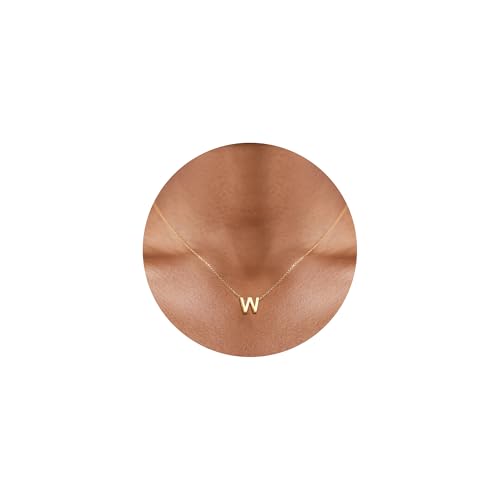 Gold Initial Necklace for Women - Dainty Letter Pendant Necklaces, Adjustable 18+3 Inch Chain, Personalized Gift Trendy Jewelry for Mom, Daughter, Wife (Choose Letter A-Z) - color: W