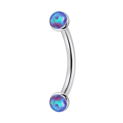 Jenxnjsjo F136 Titanium 16g 6/8/10mm Opal Eyebrow/Rook/Snug/Vertical-Labret/VCH/Snake-Eyes/Anti-Tragus/Christina/Daith/Belly-Button/Bridge/Hood/Surface Curved Barbell Piercing Jewelry for Women Men - color: Purple Opal, size: 6 mm