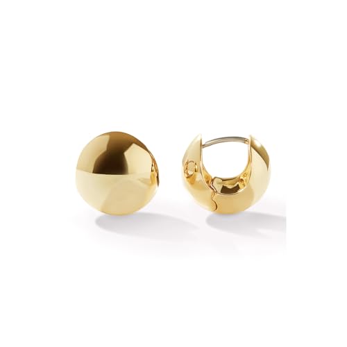 Chunky Gold Hoop Earrings for Women 14k Gold Plated Thick Triple Earrings | Hypoallergenic Trendy Chunky Gold Hoops Earrings,Dainty Jewelry Gifts for Women - style: Gold spherical earring