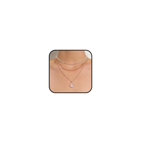 Dcfywl731 Layered Necklaces for Women Dainty Gold Necklace Stack Gold Long Necklaces Set Lariat Necklace Gold Jewelry Accessories