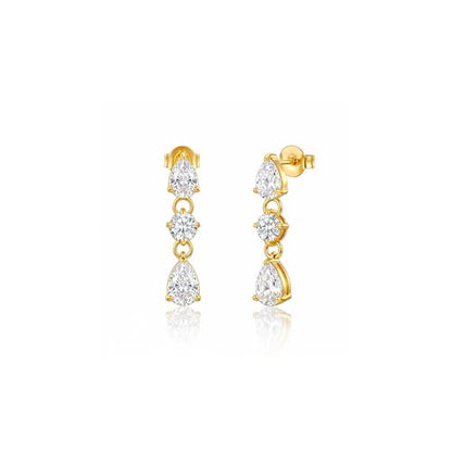 Mchic Dangle Earrings for Women: 18K Gold Plated CZ Drop Earrings Dainty Trendy Hypoallergenic Teardrop Bridal Wedding Style, Sparkly Elegant Dangling Jewelry Gift for Women Bridesmaid Prom Formal - color: Style 4-Gold