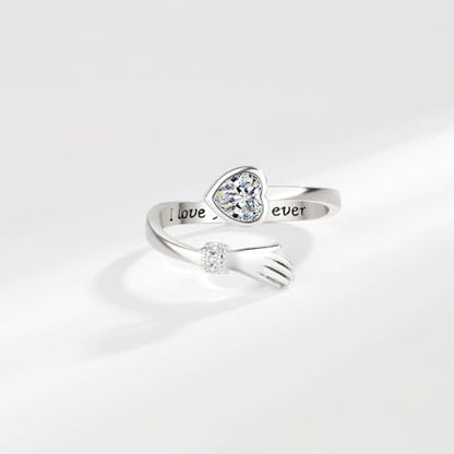 Granddaughter Daughter Hug Ring For Hope Rings, Stainless Steel Inspirational Jewelry Engraved Always With You Love You Forever Message Adjustable Non Tarnish Jewelry Birthday Gift Card - color: LYF Blue Diamond