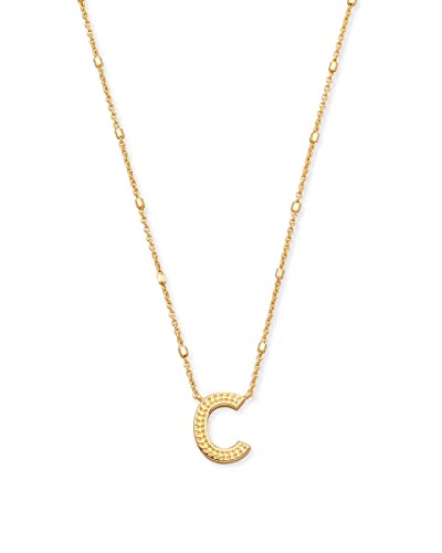 Kendra Scott Letters A-Z Pendant Necklace for Women, Fashion Jewelry, 14k Gold-Plated Brass - color: Letter C