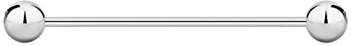Forbidden Body Jewelry nipple barbell, nipple bars, silver nipplerings piercing Surgical Steel 8g - 18g Straight Barbell Body Jewelry (Sold Individually) - style: 16G 38mm (1.5") 5mm Balls