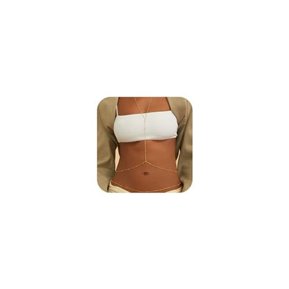 Gold Plated Body Chain for Women, Layered Bikini Waist Chain | Sexy Rhinestone Body Jewelry, Chest Belly Chain, Adjustable Fit, Crossover Design, Summer Beach Parties and Vacations - color: Gold13