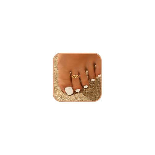 925 Sterling Silver Heart Toe Rings for Women Non Tarnish | Cute Dainty Love Knot Pinky Ring Adjustable Open Band Hypoallergenic Waterproof Summer Beach Wedding Foot Jewelry Accessories - color: Gold
