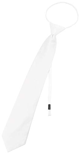 Vesuvio Napoli PreTied Men's Necktie Solid Color Mens Adjustable Zipper Neck Tie - color: White