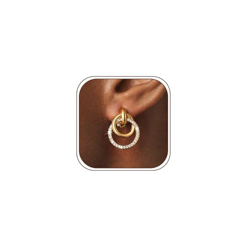 Awinesn Chunky Clip On Earrings for Women Hypoallergenic 14K Gold Plated Knot Link Clip Earrings Geometric Statement Hoop Non Pierced Earrings Jewelry for Women Fashion Trendy Jewelry Gifts - color: big hoop cz-g