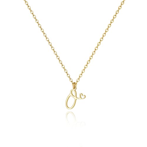 Tewiky Initial Necklace for Women-14k Gold Plated Dainty Letter Necklaces | Trendy Cute Custom Personalized Monogram Necklaces - color: gold, style: O