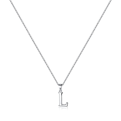 Turandoss S925 Sterling Silver Initial Necklaces for Women, Dainty Hypoallergenic Letter Initial Pendant S925 Sterling Silver initial Necklace for Women Jewelry Gifts - style: L