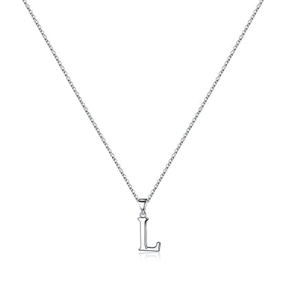Turandoss S925 Sterling Silver Initial Necklaces for Women, Dainty Hypoallergenic Letter Initial Pendant S925 Sterling Silver initial Necklace for Women Jewelry Gifts - style: L