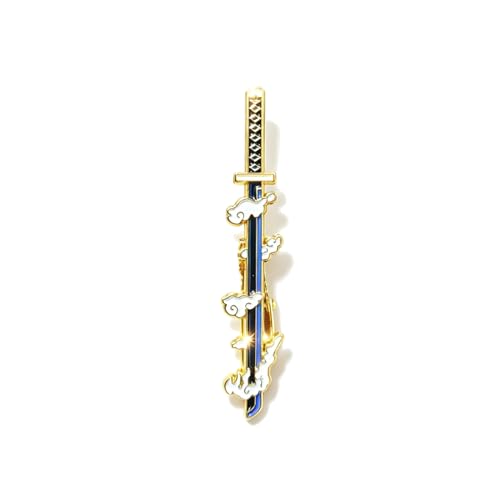 Anime Sword Enamel Tie Clips for Men, Gold-Tone, Anime Theme, Set of 9 Designs - color: Muichirou