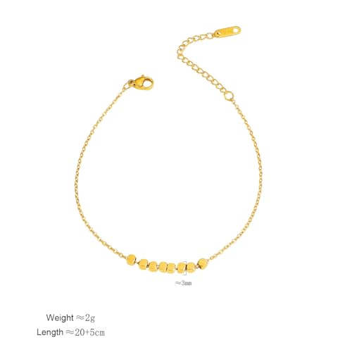Dainty Gold Anklets for Women Stainless Steel Simple Ankle Bracelets Summer Beach Foot Chain Jewelry Gift - color: Cubes