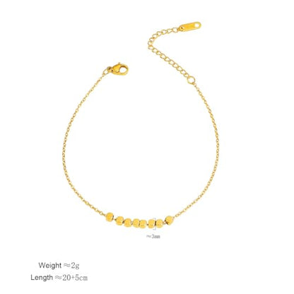 Dainty Gold Anklets for Women Stainless Steel Simple Ankle Bracelets Summer Beach Foot Chain Jewelry Gift - color: Cubes