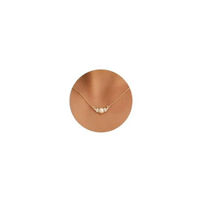 Pearl Necklace for Women- 14K Gold-plated/White Gold-plated Dainty Pearl Necklace for Women - color: Gold half pearl