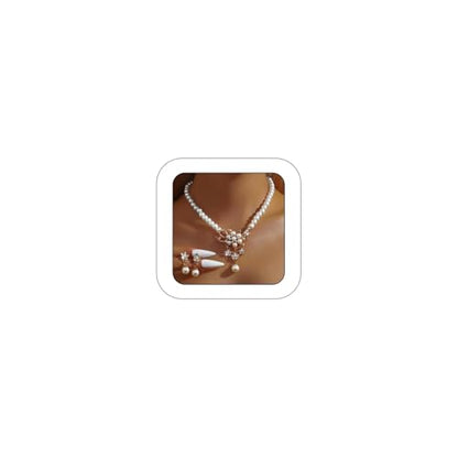 Pearl Necklace and Earring Set for Women,Pearl Jewelry Set Fake Pearls Necklace Imitation Beaded Collar de Perlas Para Mujer Necklaces for Prom Bridesmaid Costume Accessories - color: C-Gold Flower