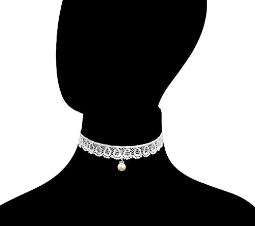 LINKY 10pcs White Lace Choker Necklace Women Jewelry Set - color: White