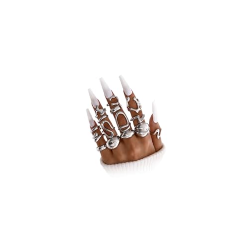 iF YOU 25 Pcs Gold Stackable Ring Set for Women, Chunky Knuckle Finger Midi Rings, Silver Simple Stacking Cute Rings Pack Trendy Stuff Jewelry Gift - style: 15 Chunky silver rings