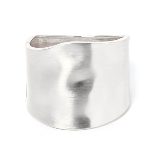 Bangle Bracelets for Women | 14K Gold Plated Trendy Wide Bracelets | Hinged Arm Cuff Bangles Chunky Bracelet for Women - color: Style A-Matte Silver Plated Bangles