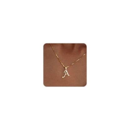 Initial Necklace for Women, 14K Gold Silver Plated Box Chain Letter Pendant, Trendy Name Necklace, Dainty Personalized Charm Jewelry Gift for Her - color: Gold, style: A.