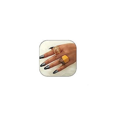 Resin Chunky Rings for Women Multicolor Acrylic Plastic Rings Set Cute Trendy Aesthetic Y2k Statement Rings Thick Dome Heart Knuckle Finger Jewelry - color: Yellow+champagne
