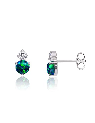 Limerencia G23 Pure Titanium Hypoallergenic Earrings | F136 Implant Grade Titanium Jewelry for Sensitive Ears - color: CZ + Green Opal
