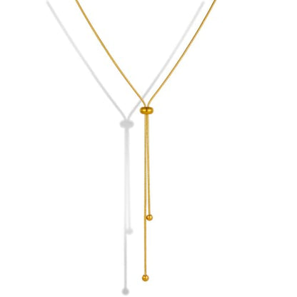 Lariat Necklace for Women Dainty Gold Long Necklace 14k Gold Plated Adjustable Y-Shaped Pendant Necklace Sliding Lariat Chain Minimalist Layered Statement Jewelry - color: Gold-A