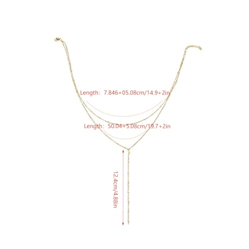 Lariat Necklace for Women Dainty Layered Y-Shaped Body Chain - color: Gold
