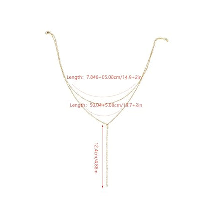 Lariat Necklace for Women Dainty Layered Y-Shaped Body Chain - color: Gold