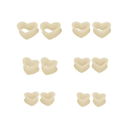 Heart Silicone Ear Tunnel Plugs Gauges Expanders Hollow Flexible Soft Tunnels Kit Stretcher Earrings Fashion Lobe Piercing Body Jewelry for Women Her 6 Pairs Set - color: Beige, size: 14mm-25mm