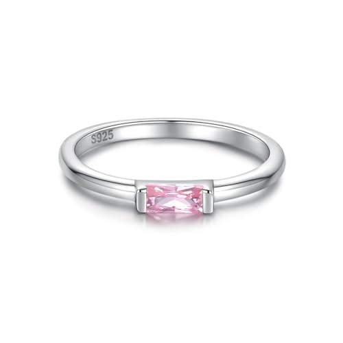 Sariel Birthstone Rings Jewelry 925 Sterling Silver Colorful Stackable Promise Ring for Women Wife Girlfriend Mom - color: October