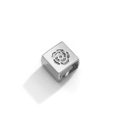 Dainty Square Silk Scarf Ring Brooch for Women Girls Fashion Geometric Rose Flower Carved Shawl Scarves Buckle Wrap Clasp Clip Rings Brooches Fashion Dress Accessories Jewelry - color: Silver