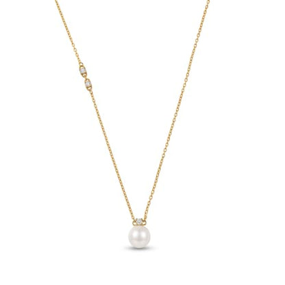 Freshwater Pearl Necklace for Women - 18K Gold Plated Dainty Pearl Pendant Choker, Hypoallergenic Non Tarnish Stainless Steel Chain, Gold Pearl Necklaces Gift for Her - color: Style 1