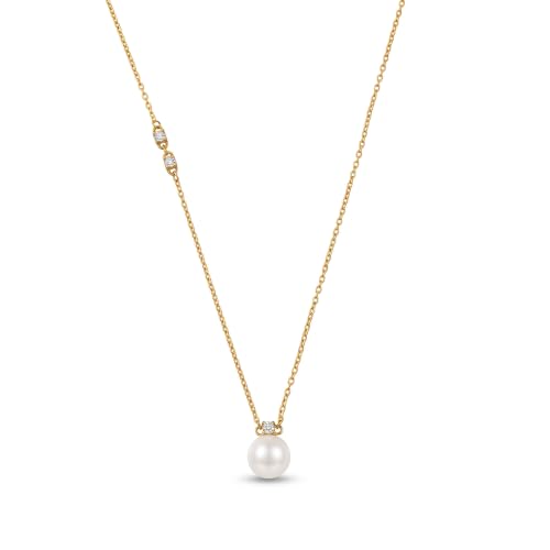 Freshwater Pearl Necklace for Women - 18K Gold Plated Dainty Pearl Pendant Choker, Hypoallergenic Non Tarnish Stainless Steel Chain, Gold Pearl Necklaces Gift for Her - color: Style 1