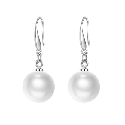 Sterling Silver Big Pearl Earrings for Women Freshwater Cultured Pearls Dangle Drop Earring Jewelry for Women Large Round White Pearl Studs Earrings - color: Style B-10mm